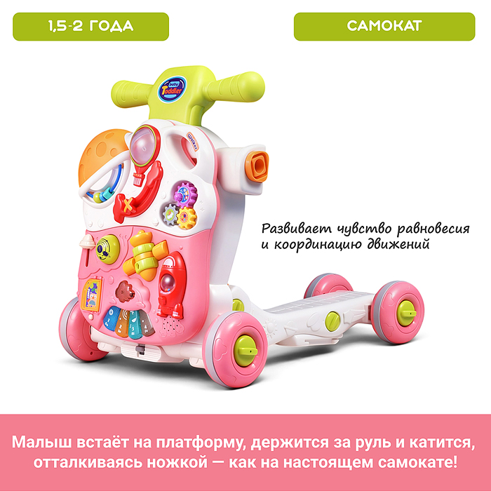 Фото к товару Каталка 886-24 " Шаги" (свет, звук) в коробке Каталка 886-24 " Шаги" (свет, звук) в коробке