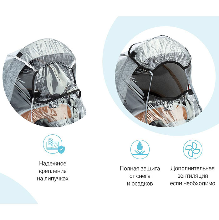 Фото к товару Дождевик на коляску универсальный со светоотражателем в сумке. Дождевик на коляску универсальный со светоотражателем в сумке.