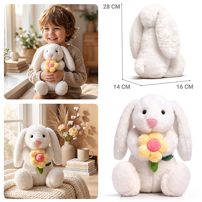 Мягкая игрушка М1819 "Заяц с цветком" 27 см