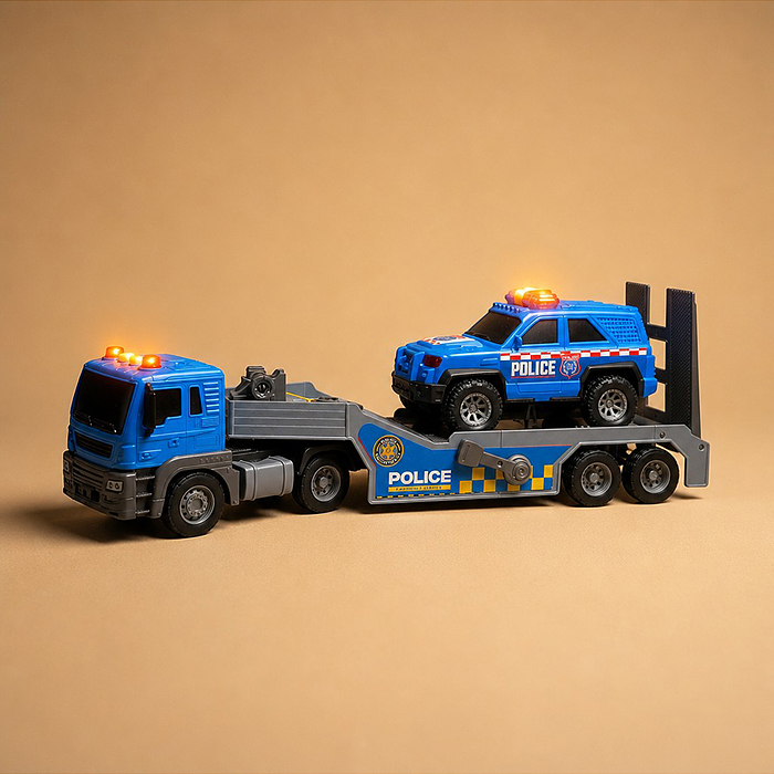 Машина JS202C-1 "Перевозчик" 1:16 (цвет синий, свет, звук) в коробке