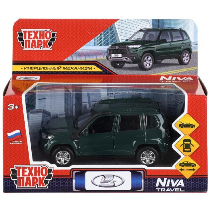 Машина металл Lada Niva travel (12 см, двери) инерц, темно-зеленый, в коробке 
