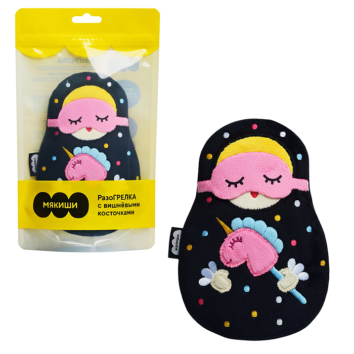Игрушка с вишнёвыми косточками "Матрёшка в маске с единорогом"