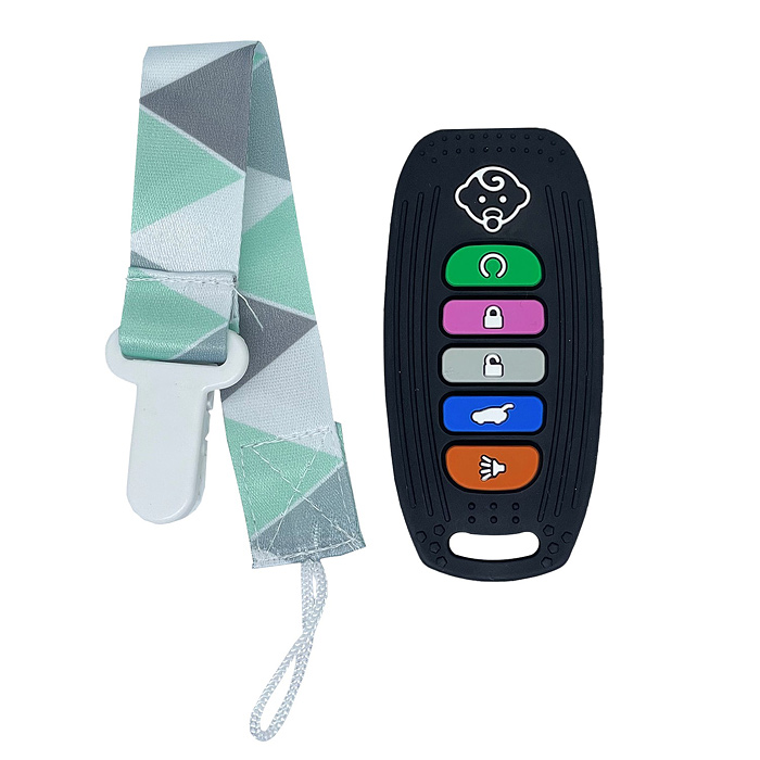 Силиконовый прорезыватель "Пульт-брелок для авто" с держателем