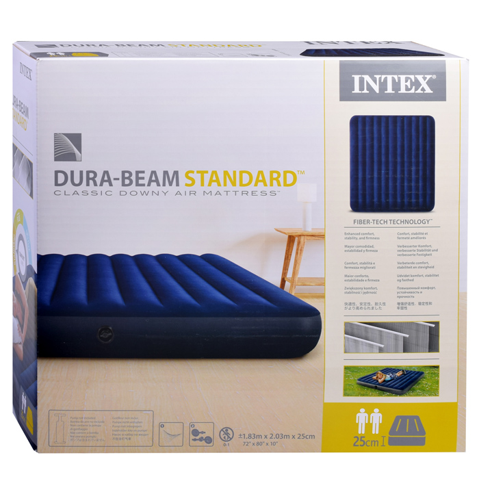 Матрас надувной Classic Downy Fiber-Tech, 183 x 203 х 25 см, 64755 INTEX не товарный вид.нарушена уп