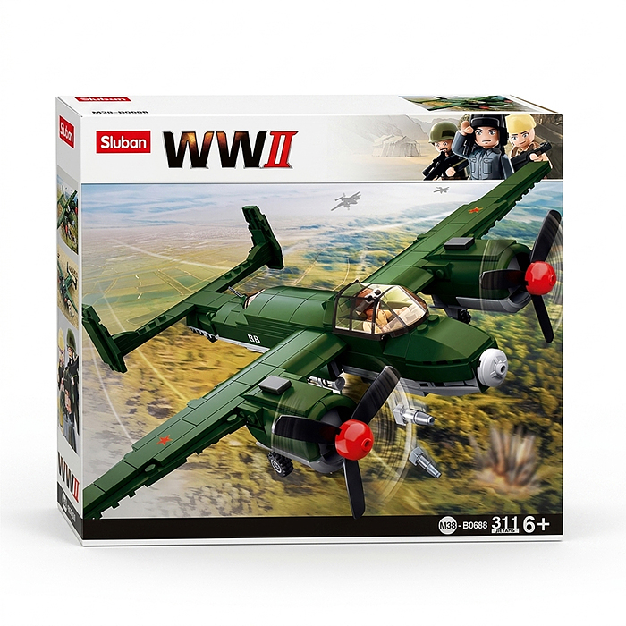 Конструктор M38-B0688 "Самолет Бомбардировщик" (311 дет.) в коробке