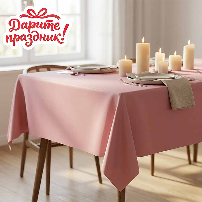 Скатерть DP-0535 однотонная, цвет розовый, 137*274см Скатерть DP-0535 однотонная, цвет розовый, 137*274см