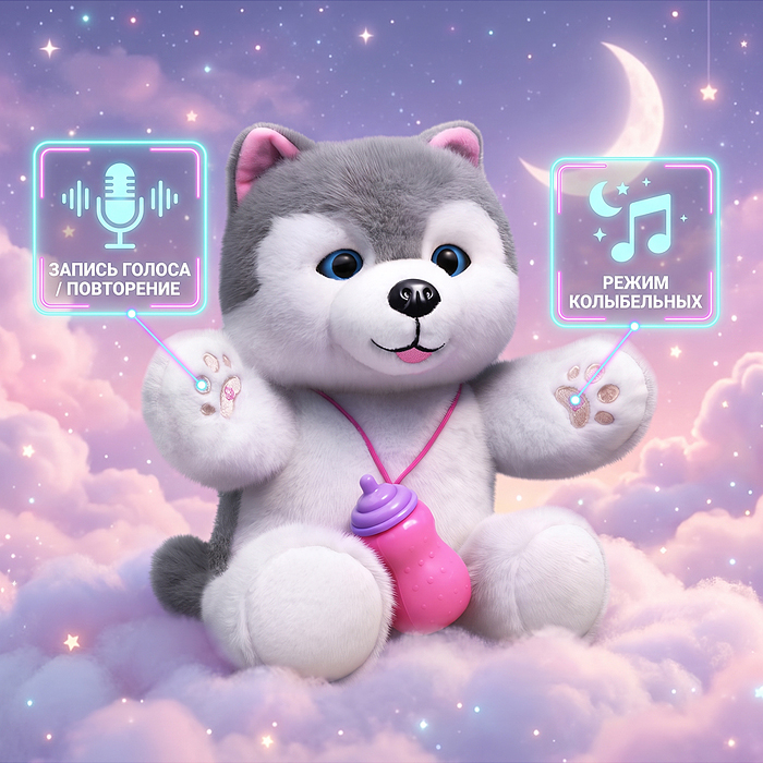Интерактивная игрушка UT0402-1 "Щенок хаски с бутылочкой" 