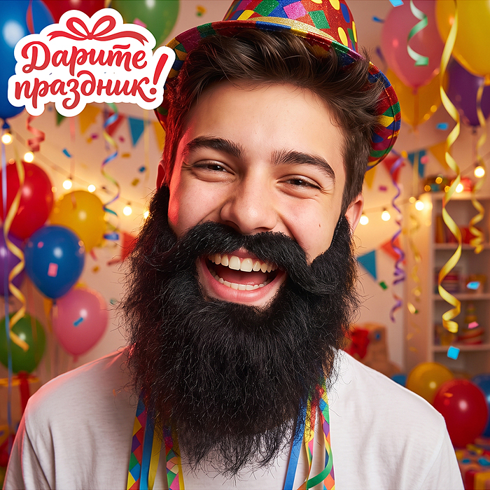 Карнавальный набор DP-0570 "Борода и усы" цвет черный Карнавальный набор DP-0570 "Борода и усы" цвет черный