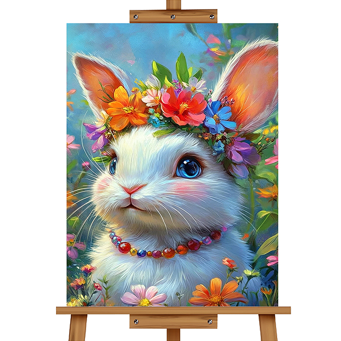 Картина по номерам MKR4030-189 "Зайчонок в цветах" 40*30 см. 