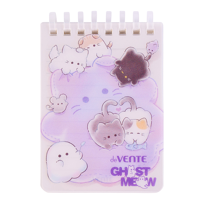 Блокнот "Ghost Meow" A7 (75 ммx105 мм) 160 стр, белая бумага 80 г/м² в линейку, пластиковая