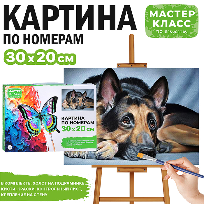 Картина по номерам MKR3020-114 "Задумчивая овчарка" 30*20 см.