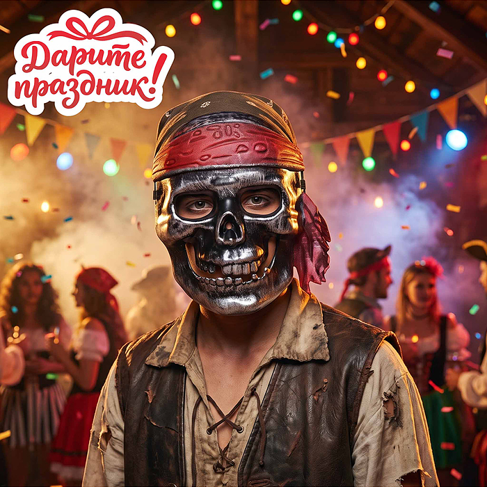 Карнавальная маска DP-0250 "Череп пирата"