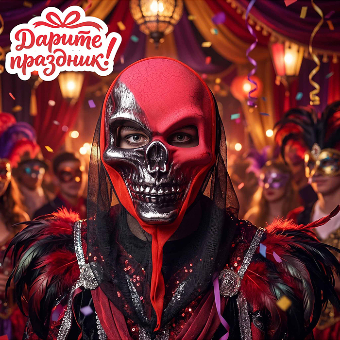 Карнавальная маска DP-0287 "Череп" с эффектом трещин