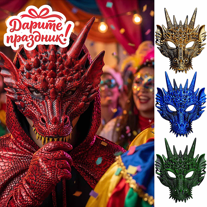 Карнавальная маска DP-0288 "Дракон" цвет микс