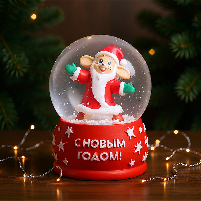 Новогодний cнежный шар "Заяц в шубе" d=6,5 см Новогодний cнежный шар "Заяц в шубе" d=6,5 см