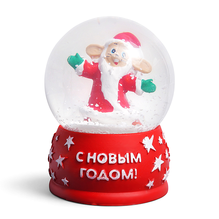 Фото к товару Новогодний cнежный шар "Заяц в шубе" d=6,5 см Новогодний cнежный шар "Заяц в шубе" d=6,5 см