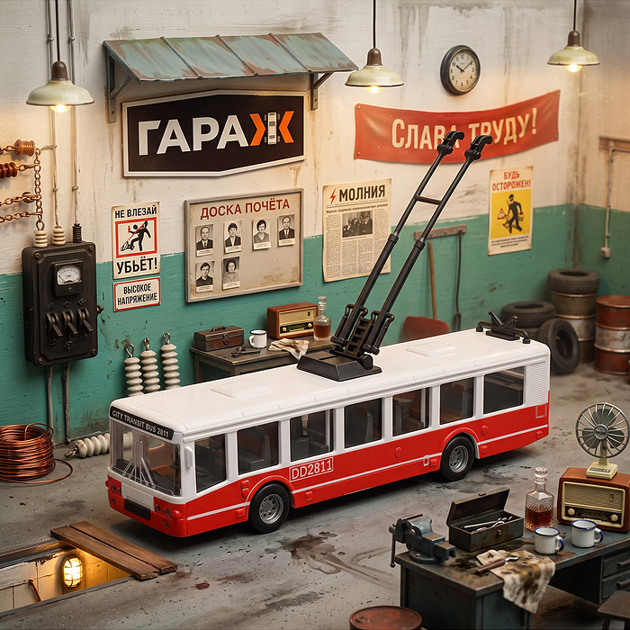 Фото к товару Троллейбус 8821 "Маршрут" (красный,пластиковый корпус) в коробке Троллейбус 8821 "Маршрут" (красный,пластиковый корпус) в коробке