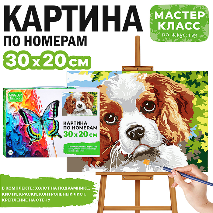 Картина по номерам MKR3020-27 "Спаниель" 30*20 см. Картина по номерам MKR3020-27 "Спаниель" 30*20 см.