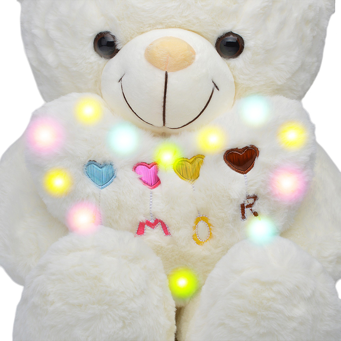 Мягкая игрушка М1250 "Медведь" со светящимся сердечком, 55см