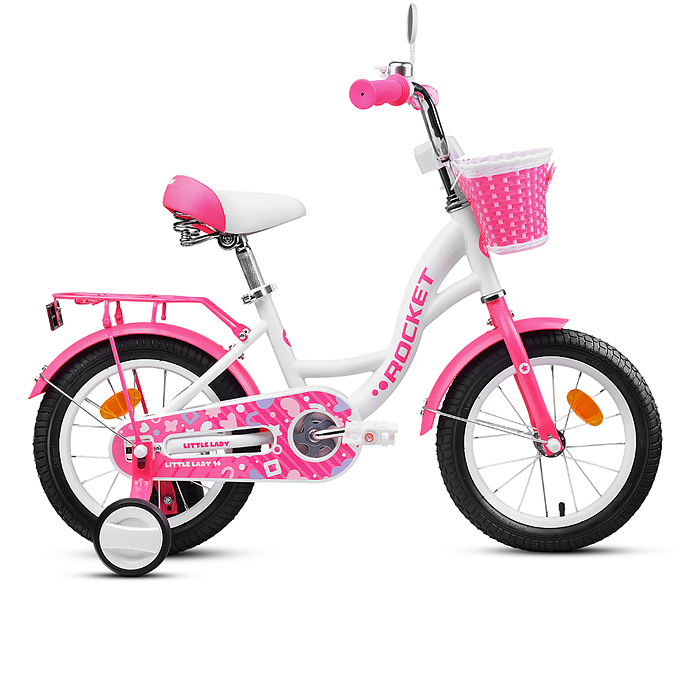 Велосипед 14" Rocket Little Lady, цвет белый/розовый