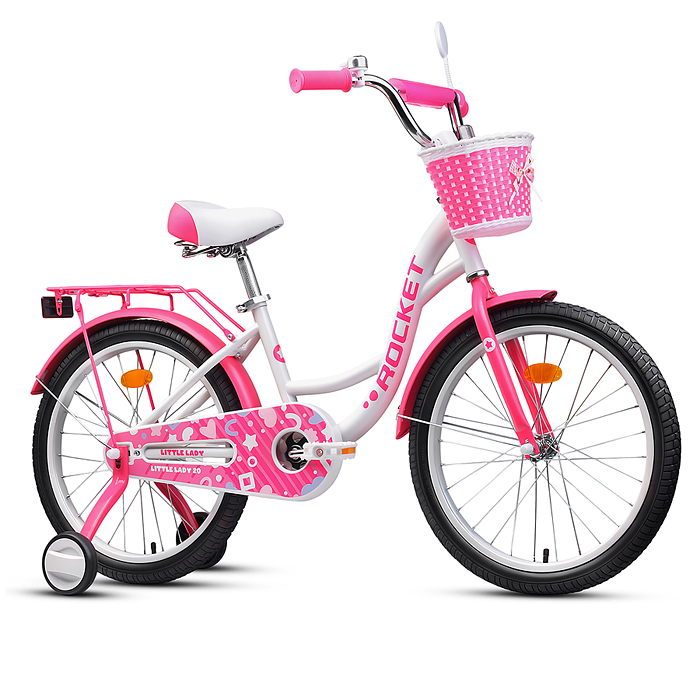 Фото к товару Велосипед 20" Rocket Little Lady, цвет белый/розовый Велосипед 20" Rocket Little Lady, цвет белый/розовый