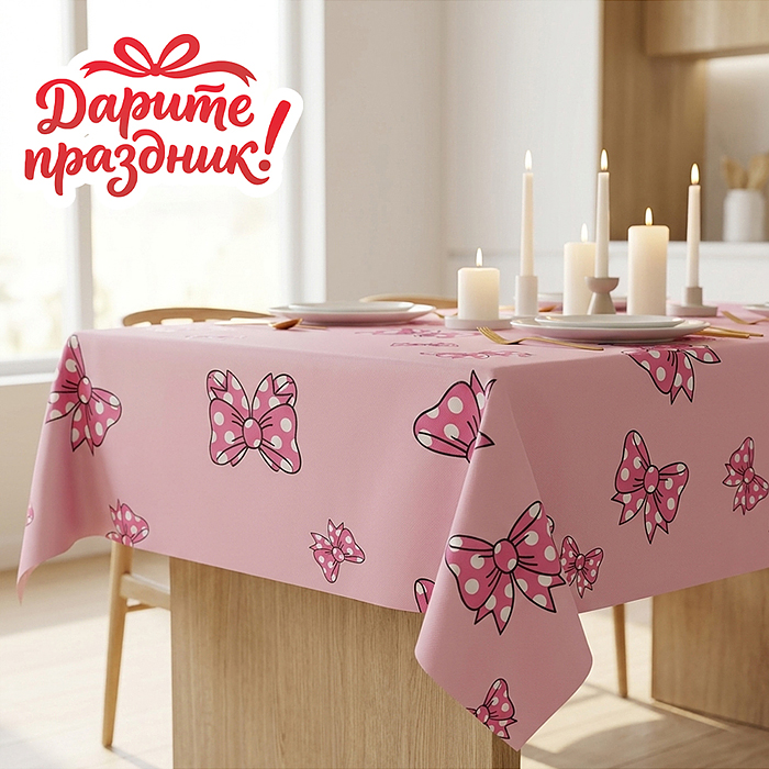 Скатерть DP-0547 "Бантики" цвет розовый, 137*274см