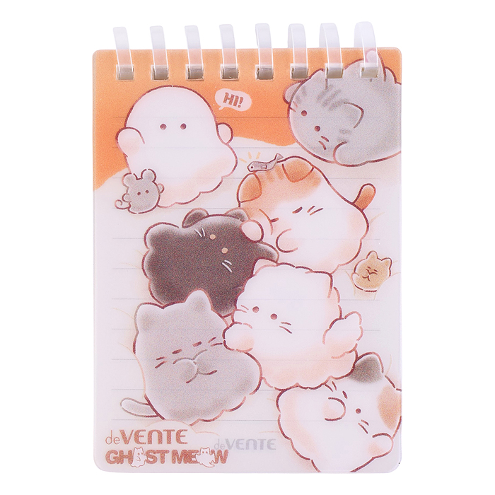Блокнот "Ghost Meow" A7 (75 ммx105 мм) 160 стр, белая бумага 80 г/м² в линейку, пластиковая