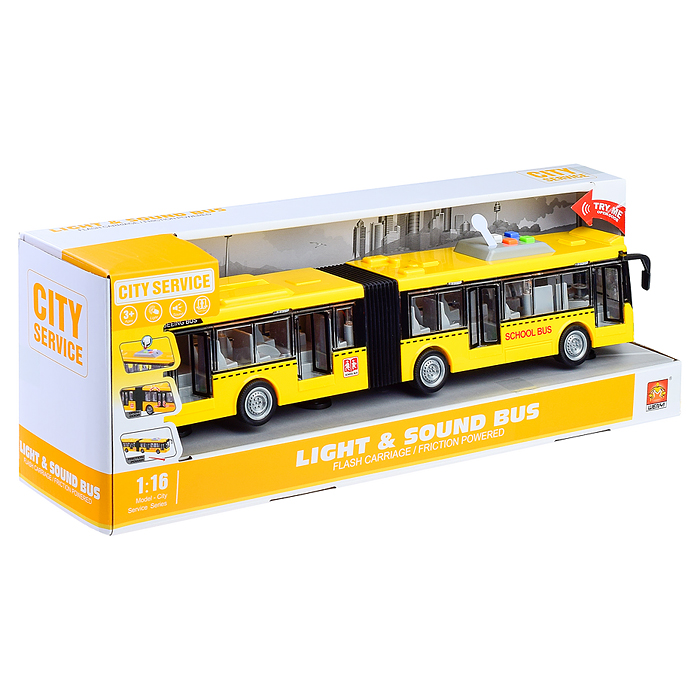 Фото к товару Автобус WY913A "Дружный" 1:16 (свет, звук) в коробке Автобус WY913A "Дружный" 1:16 (свет, звук) в коробке