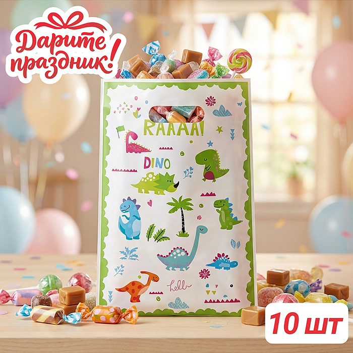 Набор пакетов DP-0567  "Динозавры" 17*25см (10 шт.)