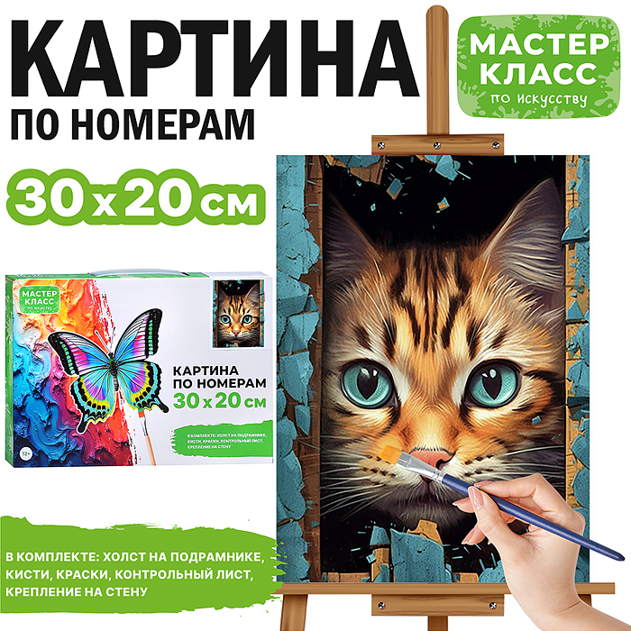 Картина по номерам MKR3020-106 "Милый котик" 30*20 см.