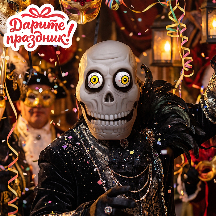 Карнавальная маска DP-0271 "Монстр" с глазами на пружинах
