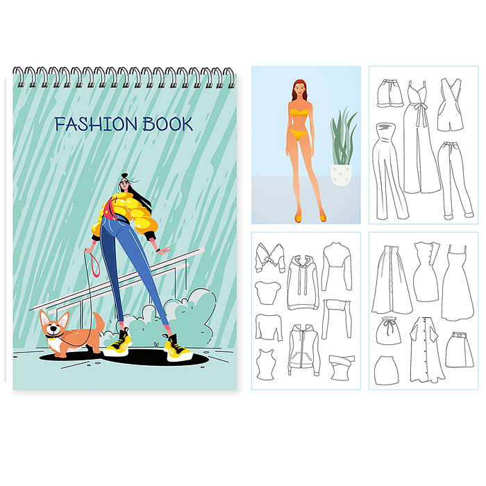 Скетчбук 24л. "Sketchbook. Fashion book. № 1" гребень, евроспираль, контент 