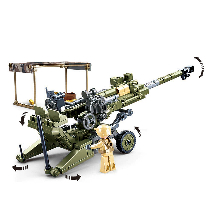 Конструктор M38-B0890 "Гаубица с двумя фигурками солдат" (258 дет.) в коробке