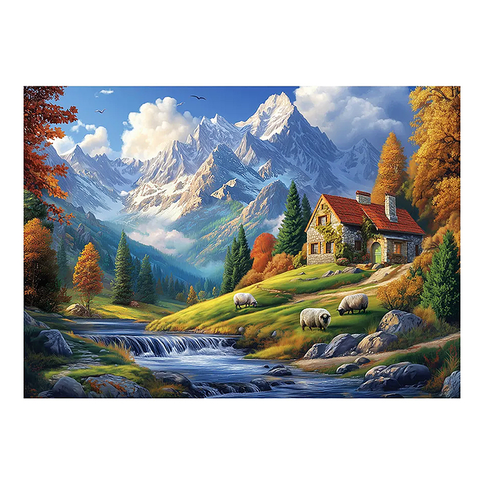 Пазлы 1000 "Пейзаж с овечками"
