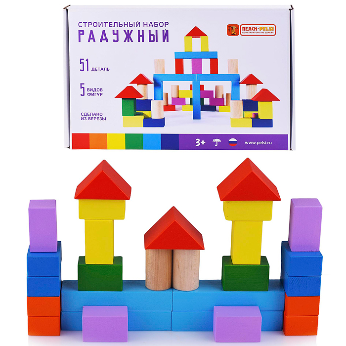 Строительный набор "Радужный" 51 элемент