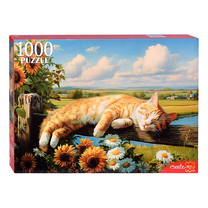 Пазлы 1000 "Кот и ромашки"
