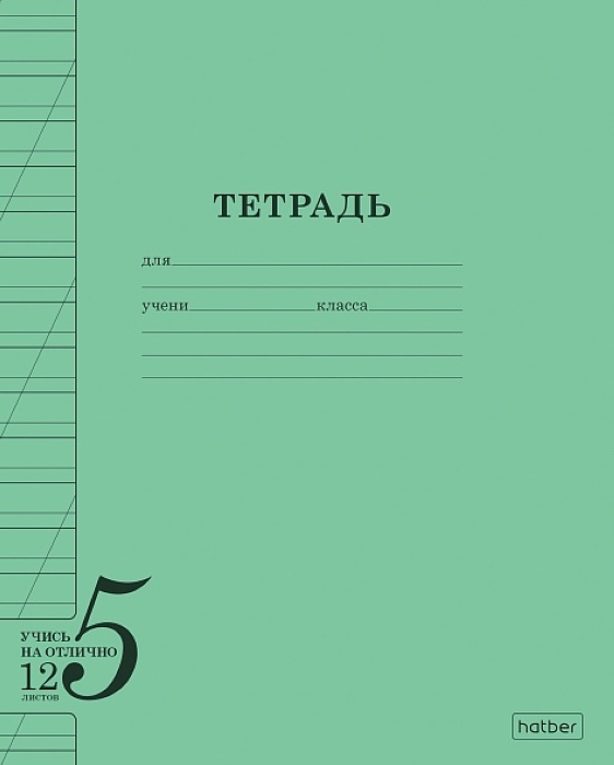 Тетрадь 12л. косая линия "Учись на отлично" А5 60-65г/кв.м на скобе Обл. офсет. бумага 120г/кв.м