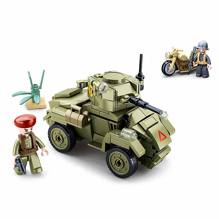 Конструктор M38-B0710 "Броневик MK2 и мотоцикл с двумя фигурками солдат" (154 дет.) в коробке