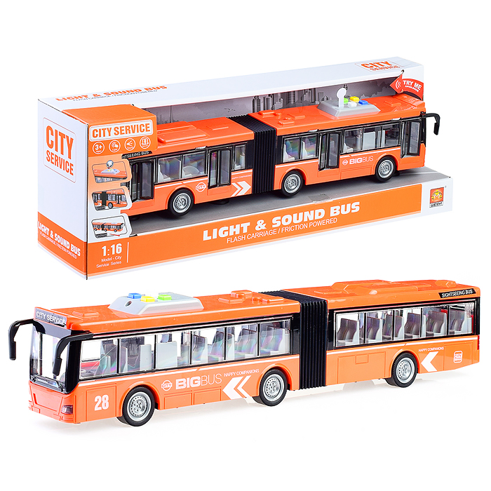 Автобус WY913B "Гармошка" 1:16 (свет, звук) в коробке Автобус WY913B "Гармошка" 1:16 (свет, звук) в коробке