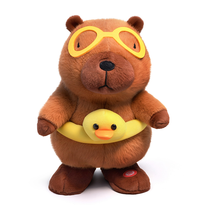 Мягкая игрушка UT0419 "Капибара" интерактивная, в коробке 